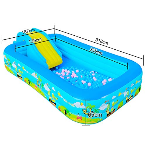 WH SHOP Piscina para Niños Tobogán Acuático Inflable Juguetes para Niños, Piscina Rectangular para Niños Grandes al Aire Libre, Piscina con Salón Familiar en el Centro de Natación - 6 Tamaños