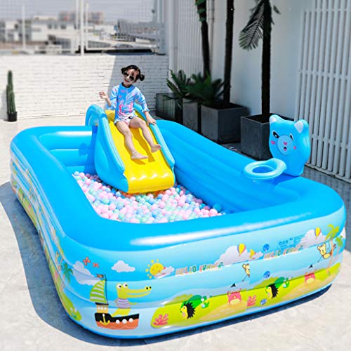 WH SHOP Piscina para Niños Tobogán Acuático Inflable Juguetes para Niños, Piscina Rectangular para Niños Grandes al Aire Libre, Piscina con Salón Familiar en el Centro de Natación - 6 Tamaños