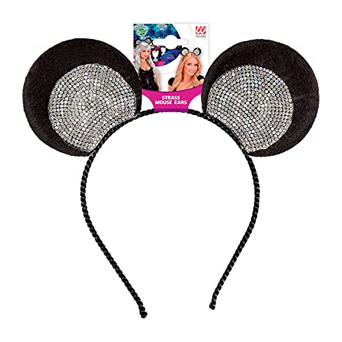 WIDMANN 86866 86866 - Orejas de ratón con brillantes plateados, diadema para fiestas temáticas, carnaval, mujer, multicolor, talla única