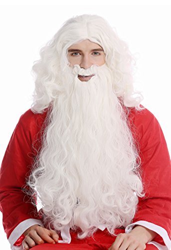 WIG ME UP- 08-A+B-ZA60 Set Compuesto Peluca y Barba Blanca Papa Noel