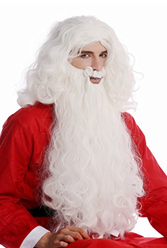 WIG ME UP- 08-A+B-ZA60 Set Compuesto Peluca y Barba Blanca Papa Noel