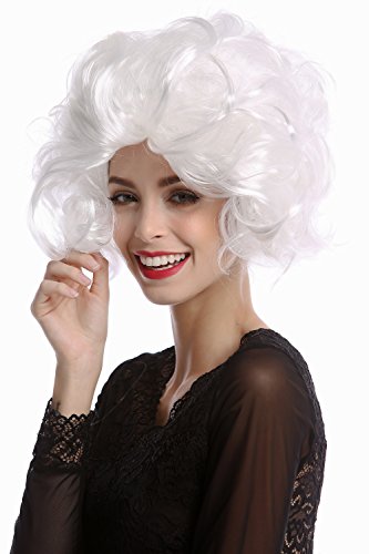 WIG ME UP - 1353-P68 Peluca Mujer Carnaval Halloween Estilo Diva Hollywood Corta rizada Ondulada voluminosa Blanco-Rubio Claro