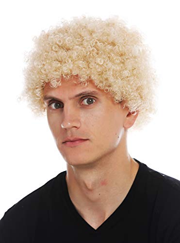 WIG ME UP - MMAM-9M-K8692 Peluca para Mujeres Hombres Carnaval Payaso Afro rizos Cortos densos Cabello Crespo Rubio