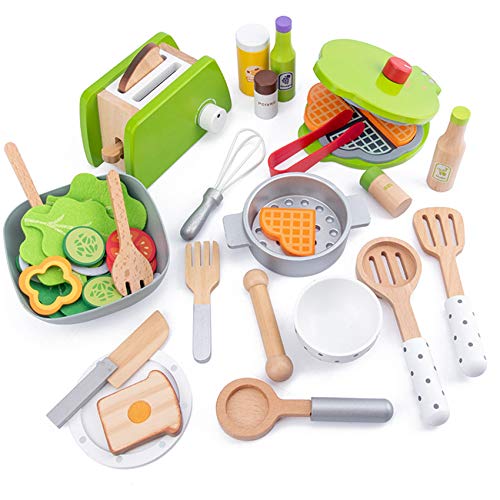 wivarra Juguetes de Cocina para NiñOs Cocina de Bricolaje Juego de SimulacióN SimulacióN Cocina de Madera Juguetes de Comida para NiñOs Juego de Juguetes - MáQuina de Panqueques