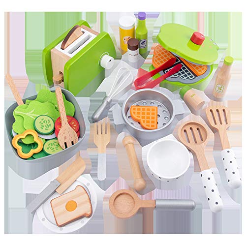 wivarra Juguetes de Cocina para NiñOs Cocina de Bricolaje Juego de SimulacióN SimulacióN Cocina de Madera Juguetes de Comida para NiñOs Juego de Juguetes - MáQuina de Panqueques