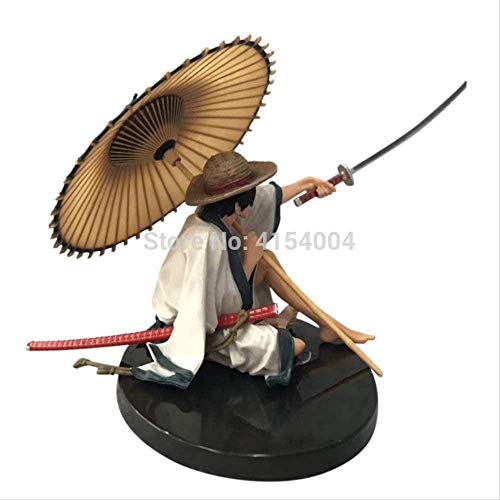 WMYATING Realista y Divertido Anime One Piece Umbrella Luffy Modelo de Dibujos Animados Muñeca Figura 13cm Juguetes para niños Colección Regalo de cumpleaños