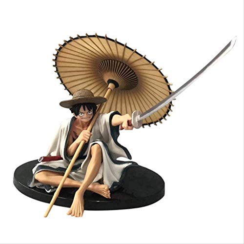 WMYATING Realista y Divertido Anime One Piece Umbrella Luffy Modelo de Dibujos Animados Muñeca Figura 13cm Juguetes para niños Colección Regalo de cumpleaños