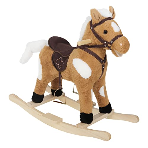 WOLTU Caballito balancín para Bebés y niños de 1-3 Años Caballito con Sonidos Mecedora de Galope Boca y Cola Móviles Caballo Juguete Balancín Peluche con Asas y Pedales 74x34x65cm KSF003