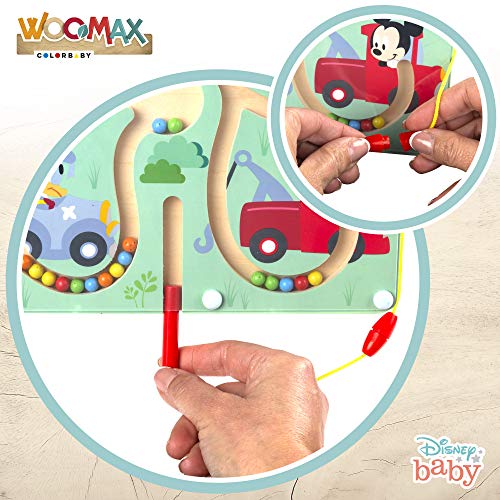 WOOMAX - Juegos de laberintos Juguete laberinto Cuentas madera y formas Abaco infantil para niños Juguete bebes 1 año Juguetes Montessori Motricidad Fina Regalos educativos niños 1 año