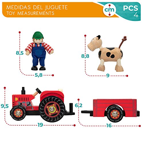 WOOMAX- Tractor de madera 33 cm (Colorbaby 43621) , color/modelo surtido