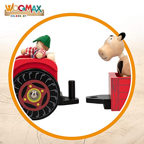 WOOMAX- Tractor de madera 33 cm (Colorbaby 43621) , color/modelo surtido