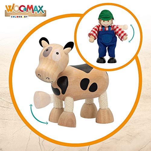 WOOMAX- Tractor de madera 33 cm (Colorbaby 43621) , color/modelo surtido