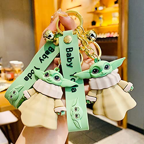 wopin 2 pcs YODA Keychain Figure Keyring Cute Cartoon YODA Figure Pendant Model Dolls Kids Gift Toy diseño de YODA muñeca de coche llavero creativo pequeño joyas dibujos animados