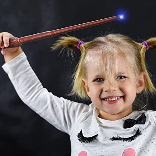 wowspeed Varita Mágica de Halloween, 37CM Varita de luz, Varita Mágica Harry Potter, Varita Mágica con luz y Sonido para Brujas y Magos para Mardi Gras, Carnaval y Halloween para Niños y Adultos