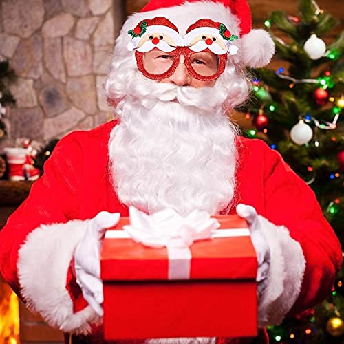 WTpin 6 Piezas Marco de Gafas de Navidad, Creativas Navidad Gafas de Disfraces, Marco de Gafas con Brillo Navideño, Gafas de Navidad de Novedad, para Niños y Adultos Fiesta de Navidad