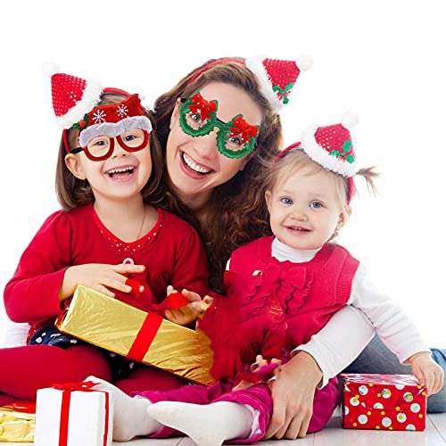 WTpin 6 Piezas Marco de Gafas de Navidad, Creativas Navidad Gafas de Disfraces, Marco de Gafas con Brillo Navideño, Gafas de Navidad de Novedad, para Niños y Adultos Fiesta de Navidad