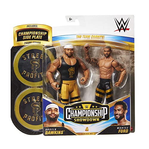 WWE Pack 2 figuras de acción luchadores Dawkins y FRD con accesorios, muñecos articulados de juguete para niños +6 años (Mattel GVJ27)