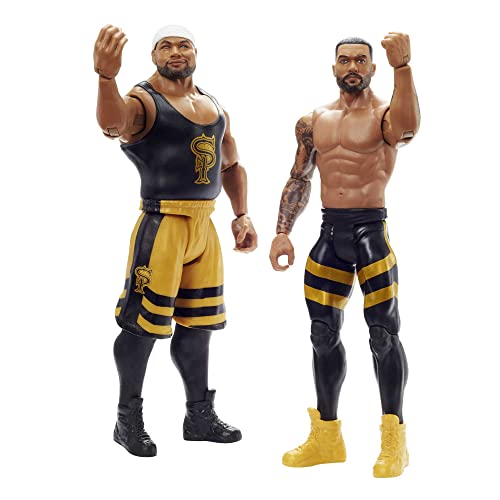 WWE Pack 2 figuras de acción luchadores Dawkins y FRD con accesorios, muñecos articulados de juguete para niños +6 años (Mattel GVJ27)