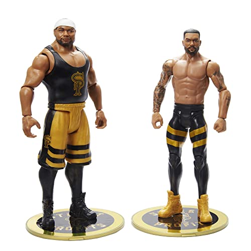 WWE Pack 2 figuras de acción luchadores Dawkins y FRD con accesorios, muñecos articulados de juguete para niños +6 años (Mattel GVJ27)