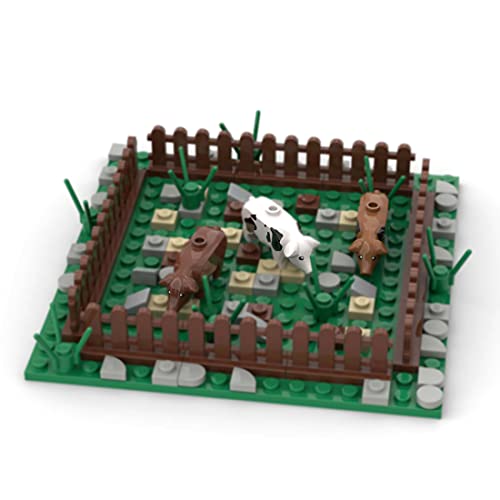 WWEI Establo para cerdos con placa base 16 x 16, 82 piezas, modular de visión de calle, bloques de sujeción, compatible con Lego