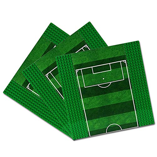 WWEI Juego de 2 placas de construcción de fútbol, color verde, compatible con Lego de 25,4 x 25,4 cm