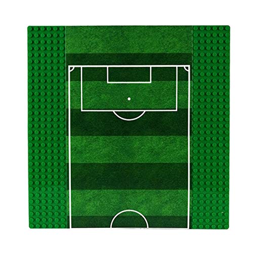 WWEI Juego de 2 placas de construcción de fútbol, color verde, compatible con Lego de 25,4 x 25,4 cm