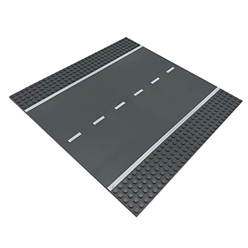 WWEI Placas de construcción para carreteras, curvas rectas, rieles para carreteras, ciudades, construcciones, paneles de calle, juego compatible con Lego