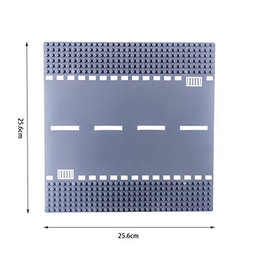 WWEI Placas de construcción para carreteras, curvas rectas, rieles para carreteras, ciudades, construcciones, paneles de calle, juego compatible con Lego