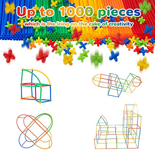 WYSWYG Pajitas de construcción, juguete de construcción a partir de 3, 4, 5, 6 años, 1000 pajitas, juego de construcción para niños, juguetes educativos, juegos creativos para niños y niñas