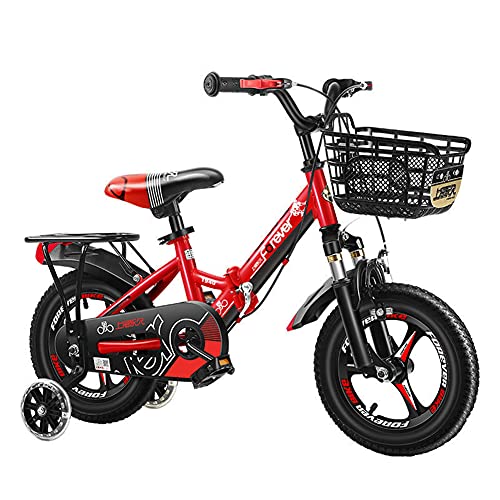 WYYY Bicicleta para Niños Plegables para Niños Y Niñas De 3 A 12 Años De Edad, Bicicleta De Niño 12 14 16 18 20 Pulgadas Portátil con Frenos(Size:16in,Color:Rojo)