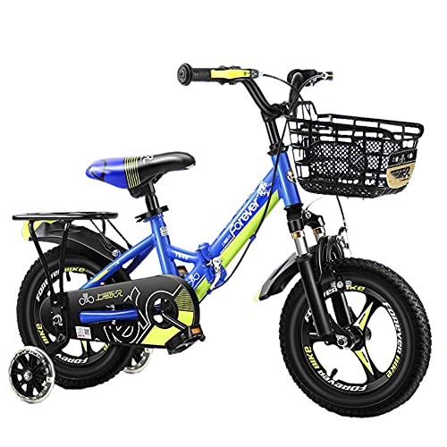 WYYY Bicicleta Plegable De Niños 2-5-6-9-12 Años De Edad Bicicleta para Niña De Edad 12/14/16/18/20 Pulgadas Multicolor Opcional Bicicleta Infantil(Size:20in,Color:Azul)