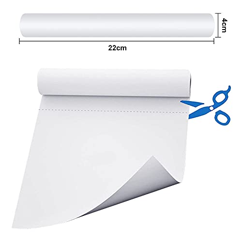 XAVSWRDE 2 Rollos de Papel para Pintar Niños Papel de Dibujo Papel Kraft Blanco Papel Continuo Papel de Regalo 70g Papel Grueso Multiusos para Bocetos/Dibujos/Manualidades/Embalajes(22,5cm*10m)