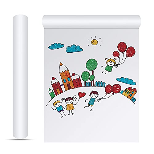 XAVSWRDE 2 Rollos de Papel para Pintar Niños Papel de Dibujo Papel Kraft Blanco Papel Continuo Papel de Regalo 70g Papel Grueso Multiusos para Bocetos/Dibujos/Manualidades/Embalajes(22,5cm*10m)