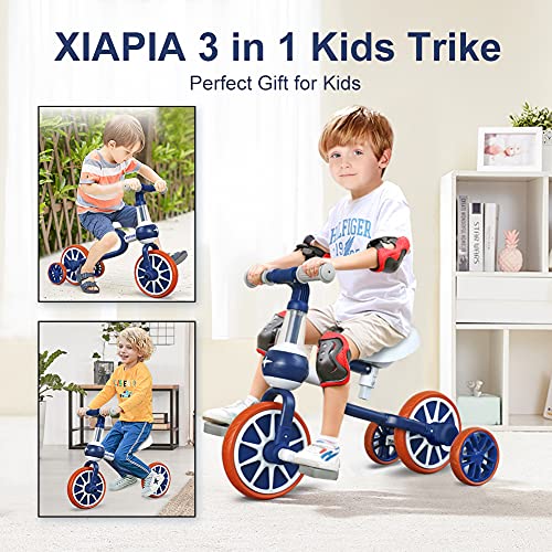 XIAPIA Triciclos 3 en 1 para niños de 1 a 4 años de edad, con pedal desmontable y ruedas de entrenamiento, bicicleta de equilibrio para bebés, asientos adjustable