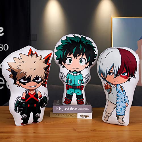 Xinchangda My Hero Academia - Almohada de peluche con diseño de anime Midoriya Izuku Todoroki Shoto de peluche con dibujos animados y suaves para decoración del hogar, regalo para niños y niñas