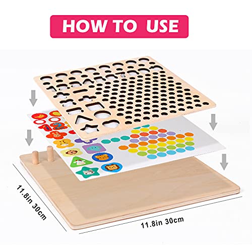 XINNIAN Montessori Juguete Educativo,13 EN 1 Juguetes de Madera Pesca Puzzle Juego de Mesa Cuentas de Clip Juegos Educativos Regalos para Niños 3 4 5 6 Años,Juegos Montessori Matematicas Puzzle