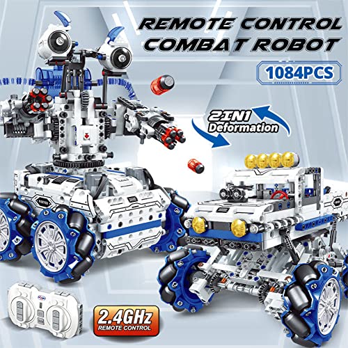 XLNB Kit de construcción de Control Remoto 2 en 1, 1084 Piezas de Robot de deformación RC Recargable y Juguetes para el automóvil, Regalo de Aprendizaje de Ciencias Stem para niños de 8 a 12 años