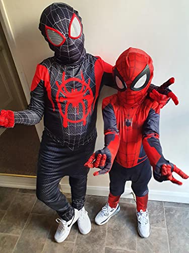 XNheadPS Miles Morales Body Superhéroe Cosplay Disfraz Niños Cumpleaños Regalo Mono Niños Rendimiento Apretado Halloween Disfraces Conjoined(Kid XXL (145 ~ 155 cm), Miles)