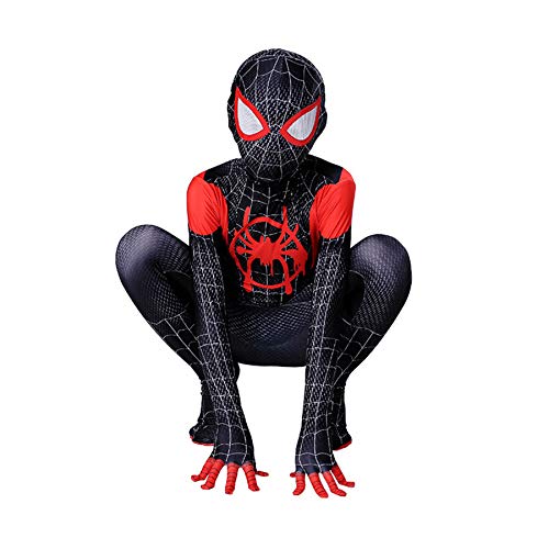 XNheadPS Miles Morales Body Superhéroe Cosplay Disfraz Niños Cumpleaños Regalo Mono Niños Rendimiento Apretado Halloween Disfraces Conjoined(Kid XXL (145 ~ 155 cm), Miles)