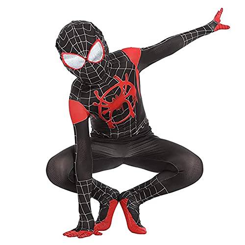 XNheadPS Miles Morales Body Superhéroe Cosplay Disfraz Niños Cumpleaños Regalo Mono Niños Rendimiento Apretado Halloween Disfraces Conjoined(Kid XXL (145 ~ 155 cm), Miles)