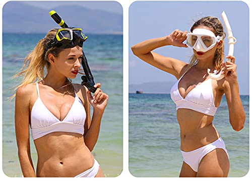 XYZLEO Kit de máscara y Tubo para Snorkelling, Set De Snorkel Dry Top,Vidrio Templado Y Vista Panorámica con Soporte para Cámara Deportiva, Set de Buceo Máscara de Buceo Snorkel Set, Unisex Adulto