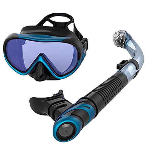 XYZLEO Máscara de Buceo Cara Completa,Máscara de Snorkel Antivaho y Antifugas,Máscara Gafas Buceo 180 Panorámica y Soporte para Cámara y Tubo de Respiración Plegable