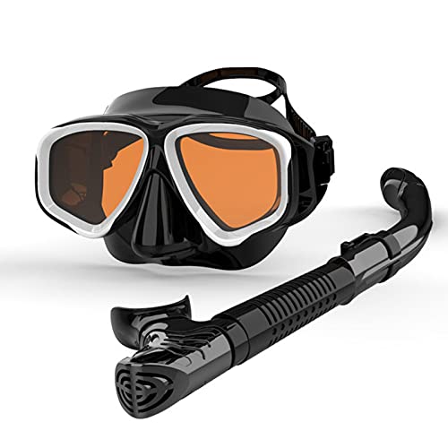 XYZLEO Set De Snorkel Dry Top, Kit de máscara y Tubo para Snorkelling, Vidrio Templado Y Vista Panorámica con Soporte para Cámara Deportiva, Set de Buceo Máscara de Buceo Snorkel Set, Unisex Adulto