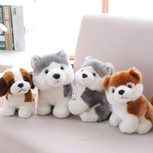 Y6osemitePlush Almohada Mascotas Simulación Husky Akita Perro Peluche Peluche Animal Muñeca Gordita Super Suave Juguete para Niñas Hogar Oficina Escritorio Decoración - 28cm Perro San Bernardo