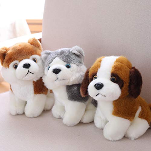 Y6osemitePlush Almohada Mascotas Simulación Husky Akita Perro Peluche Peluche Animal Muñeca Gordita Super Suave Juguete para Niñas Hogar Oficina Escritorio Decoración - 28cm Perro San Bernardo