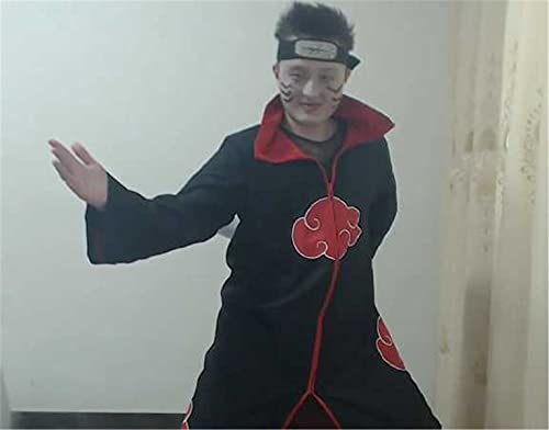 YEAJION Naruto Akatsuki Uchiha Itachi Kisame Disfraz Ropa Disfraz Halloween Carnaval Fiesta de cumpleaños Naruto Akatsuki Adulto Unisex Niño Ninja Equipo Ensemblee XXS