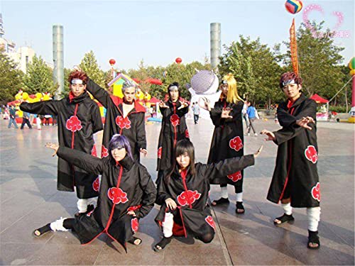 YEAJION Naruto Ropa de Disfraz Accesorios de fiesta de Halloween Carnaval Cumpleaños Naruto Akatsuki Uchiha Itachi Niño Adulto Unisex Accesorios de ninja Conjunto de equipo XS