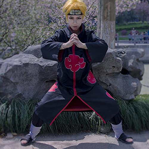 YEAJION Naruto Ropa de Disfraz Accesorios de fiesta de Halloween Carnaval Cumpleaños Naruto Akatsuki Uchiha Itachi Niño Adulto Unisex Accesorios de ninja Conjunto de equipo XS