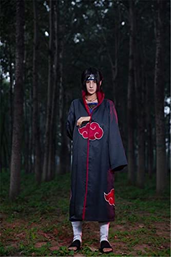 YEAJION Naruto Ropa de Disfraz Accesorios de fiesta de Halloween Carnaval Cumpleaños Naruto Akatsuki Uchiha Itachi Niño Adulto Unisex Accesorios de ninja Conjunto de equipo XS