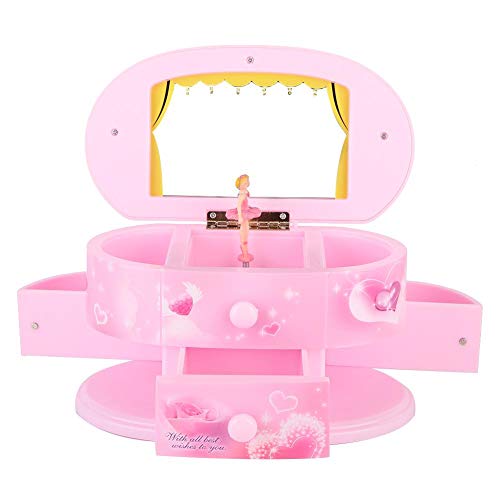 Yeelur Joyero de Bailarina en Forma de corazón, Caja de Almacenamiento de Joyas de Baile, Regalos de Bailarina, Caja de música clásica, para niñas pequeñas para niñas(Pink)